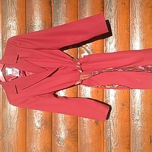 ⚜️ Harve Bernard Wool Gab BRICK  RED COAT DRESS  Sz 12/14 IMO